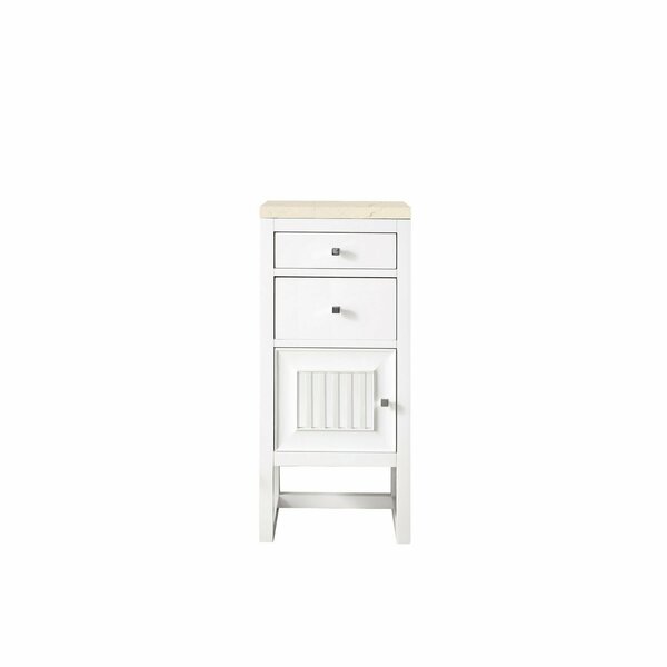 James Martin Vanities Athens 15in Base Cabinet w/ Drawers and Left Door, Glossy White w/ 3 CM Eternal Marfil Top E645-B15L-GW-3EMR